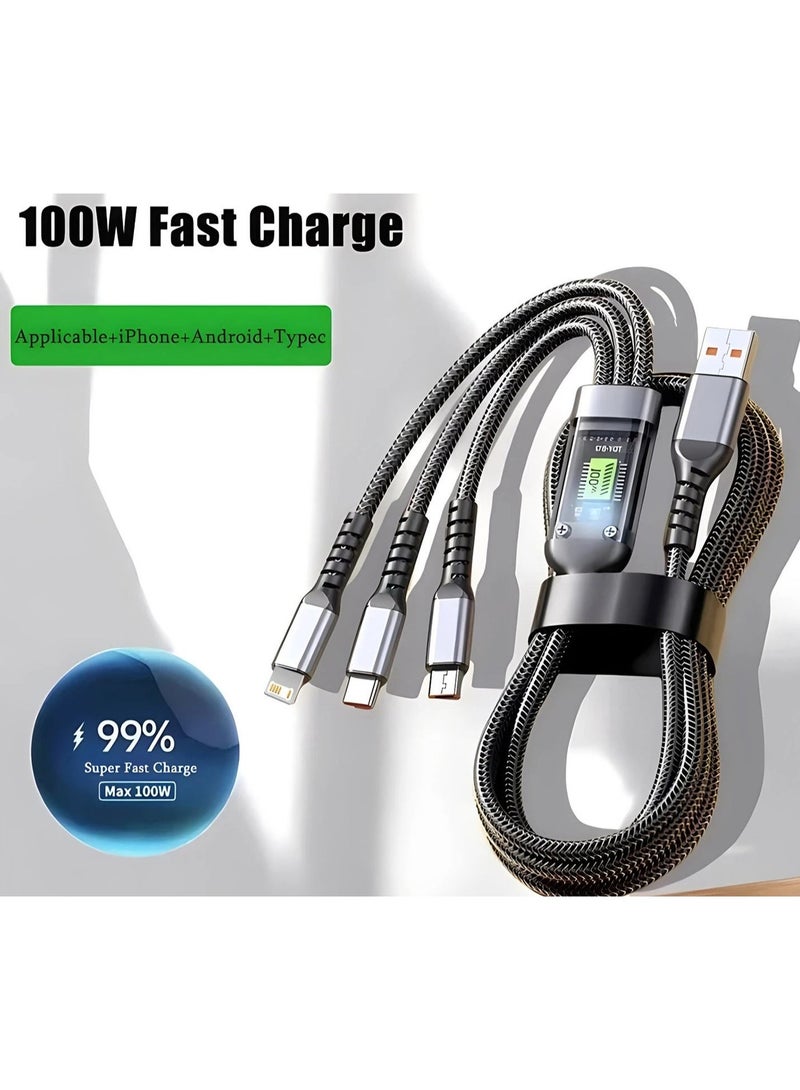 كابل واحد 3 في 1 يدعم موصلات USB A و Micro USB و USB C لأجهزة متعددة. - Image 1